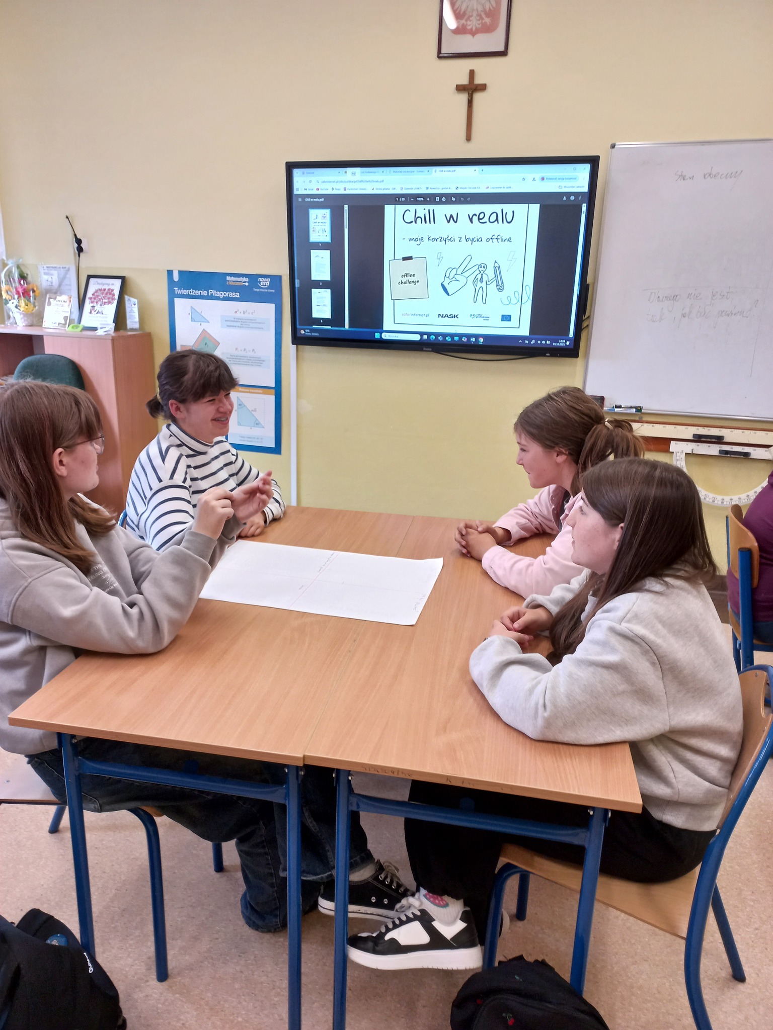 Uczniowie klas VI – VIII podczas lekcji wychowawczej wzięli udział w zajęciach w ramach Tygodnia Przeciwdziałania Przemocy Rówieśniczej